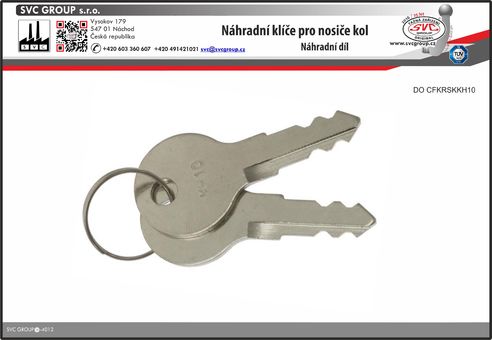 Náhradní klíče pro nosiče kolna tažné zařízení.
SVC GROUP 