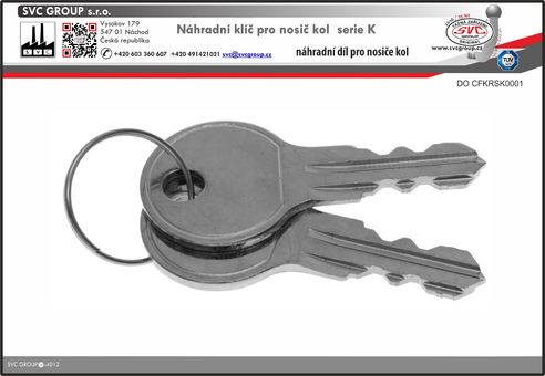 Náhradní klíče pro nosiče kolna tažné zařízení K001 