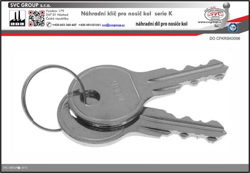 Náhradní klíče pro nosiče kolna tažné zařízení K006