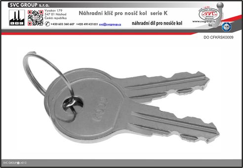 Náhradní klíče pro nosiče kolna tažné zařízení K009