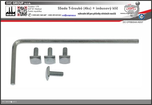 Sada T-šroubů  pro použití v příčnících 4 ks