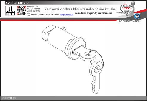 Zámková vložka s pro střešní nosič kol  2x klíč