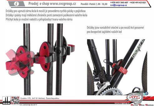 Silikonové vložky na úchytech chrání vaše kolo před odřením
sklopný mechanizmus na kulovém čepu 
Výrobce tažných zařízení SVC GROUP 