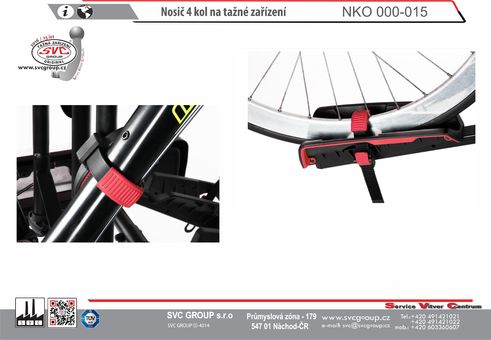 Přichycení kol a rámu k nosiči kol na tažné zařízení  
výrobce tažných zařízení SVC Group 