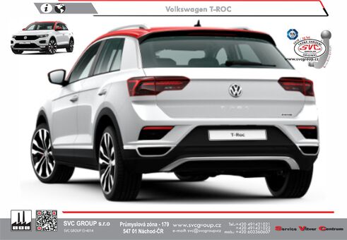 VW T-ROC
Rok výroby: 04/ 2017-
Výrobce tažných zařízení SVC GROUP