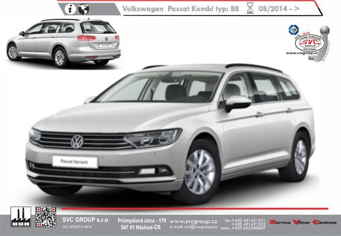 VOLKSWAGEN Passat Variant / Kombi
včetně 4-Motion (pohon kol-4x4)
Kód vozu: B9/CJ5
Rok výroby: 08/2023->
Výrobce tažných zařízení SVC GROUP