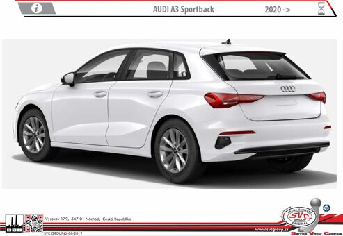 Audi A3 
Rok výroby: 01/2020->
Výrobce tažných zařízení SVC GROUP