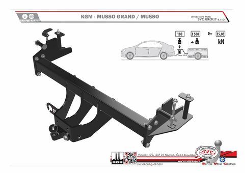 KGM Musso
Rok výroby: 10/2024->
Výrobce tažných zařízení SVC GROUP