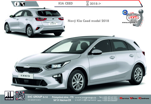 Kia Ceed Hatchback
Comfort, Cool, Exclusive
Kód vozu: CD
Rok výroby: 07/2018->08/2021
Výrobce tažných zařízení SVC GROUP