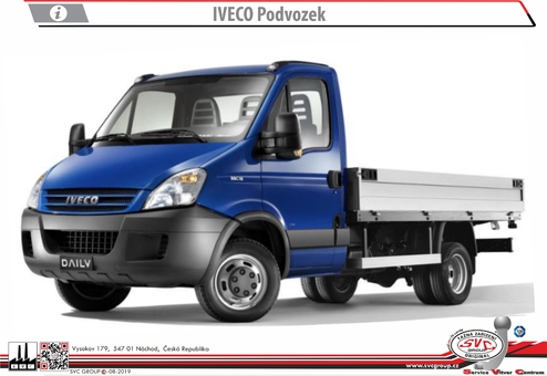 Iveco Daily NAD 3,5 t Podvozek / Valník
Vozidlo nad 3,5t. 35C,-40C-50C
Kód vozu: 35C / 40C / 50C
Rok výroby: 09/2006->11/2010
Výrobce tažných zařízení SVC GROUP