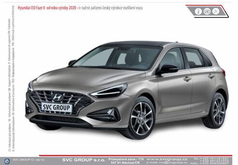 Hyundai i30 Hatchback
Kód vozu: PD
Rok výroby: 06/2024->
Výrobce tažných zařízení SVC GROUP