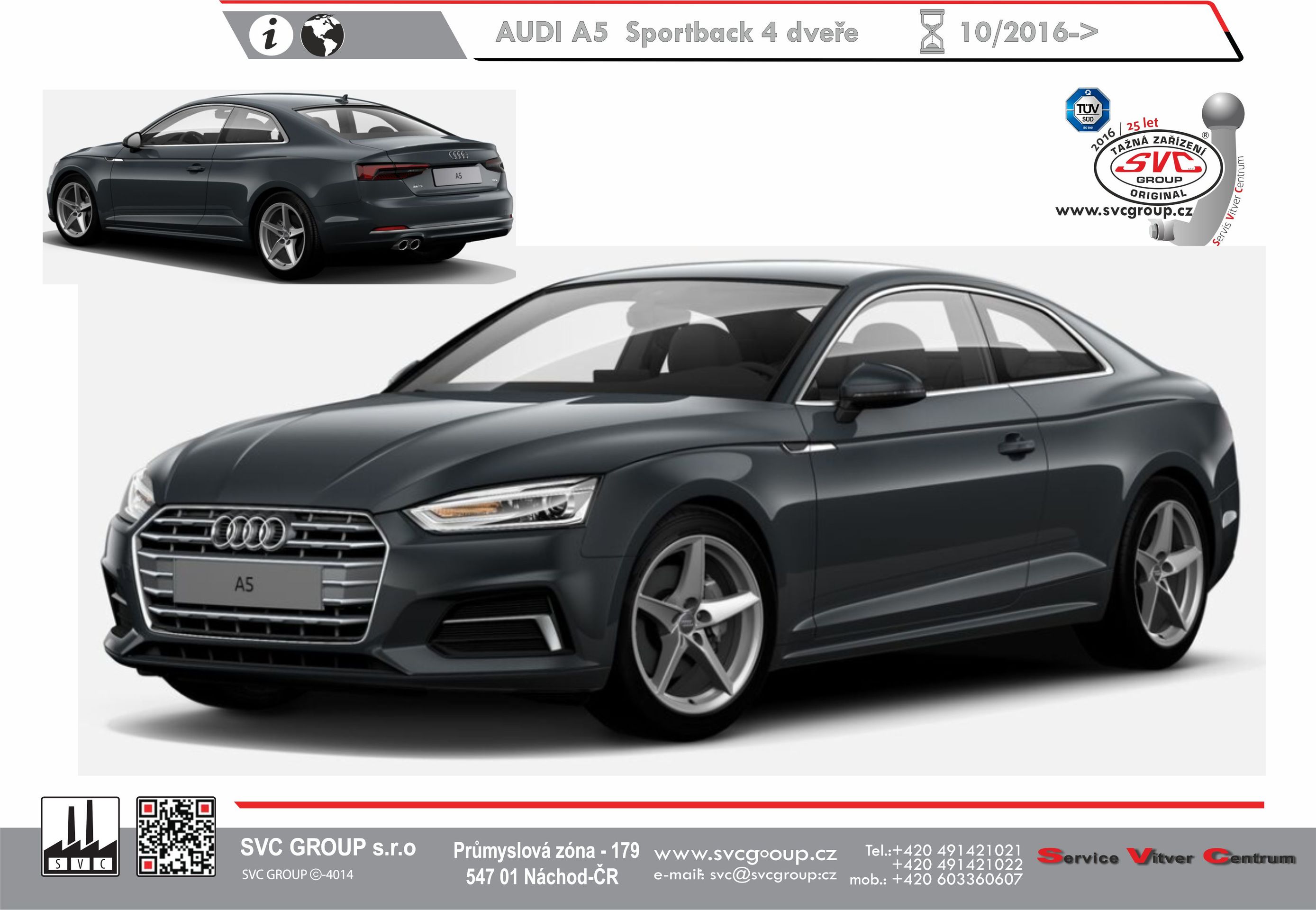 Tažné zařízení Audi A5 Coupé F5 (10/2016>) konfigurátor SVC Group
