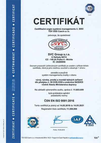 SVC Certifikát